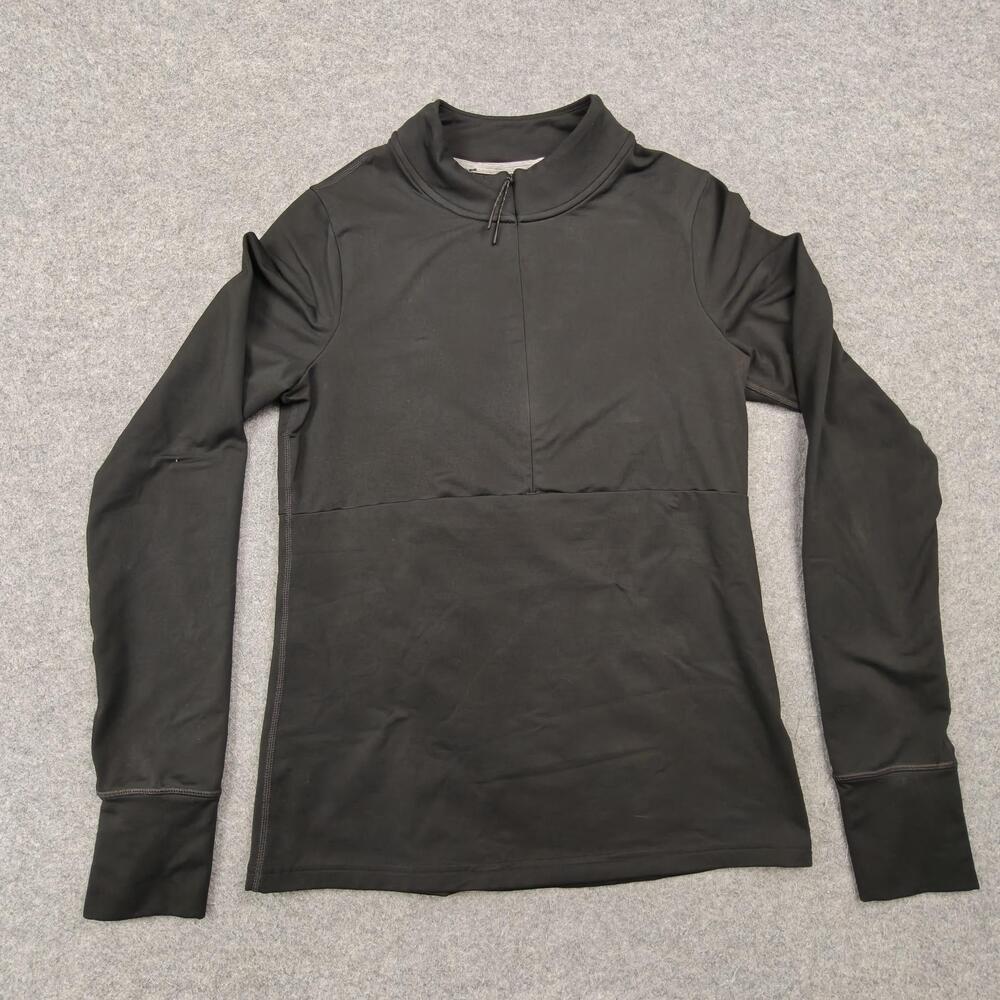 PrAna Pullover Womens Medium Black Eileen 1/4 Zip Pockets Mock Neck Yoga